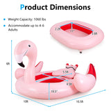 Isla flotante inflable Flamenco para 6 personas con 6 portavasos para piscina y río