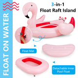 Isla flotante inflable Flamenco para 6 personas con 6 portavasos para piscina y río