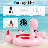 Isla flotante inflable Flamenco para 6 personas con 6 portavasos para piscina y río