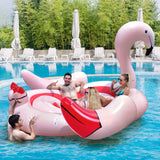 Isla flotante inflable Flamenco para 6 personas con 6 portavasos para piscina y río