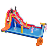 Castillo hinchable inflable 5 en 1 con 2 toboganes de agua y piscina grande con chorros y soplador de 680 W