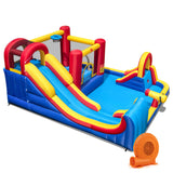 Castillo hinchable inflable de exterior 7 en 1 con toboganes acuáticos y piscinas de chapoteo con soplador de 680 W
