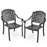 Juego de 2 sillas de patio de aluminio fundido con reposabrazos