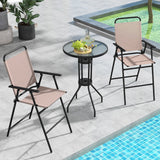 Juego de bistró de exterior de 3 piezas con 2 sillas plegables - Beige