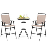 Juego de bistró de exterior de 3 piezas con 2 sillas plegables - Beige