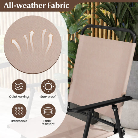 Juego de bistró de exterior de 3 piezas con 2 sillas plegables - Beige