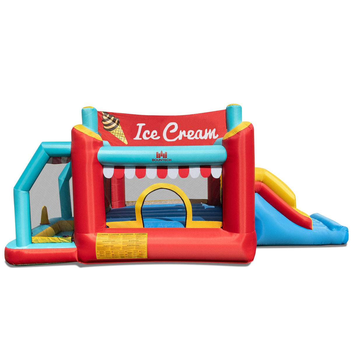Casa inflable saltarina de helados 5 en 1 con piscina de bolas y tobogán con soplador de 520W