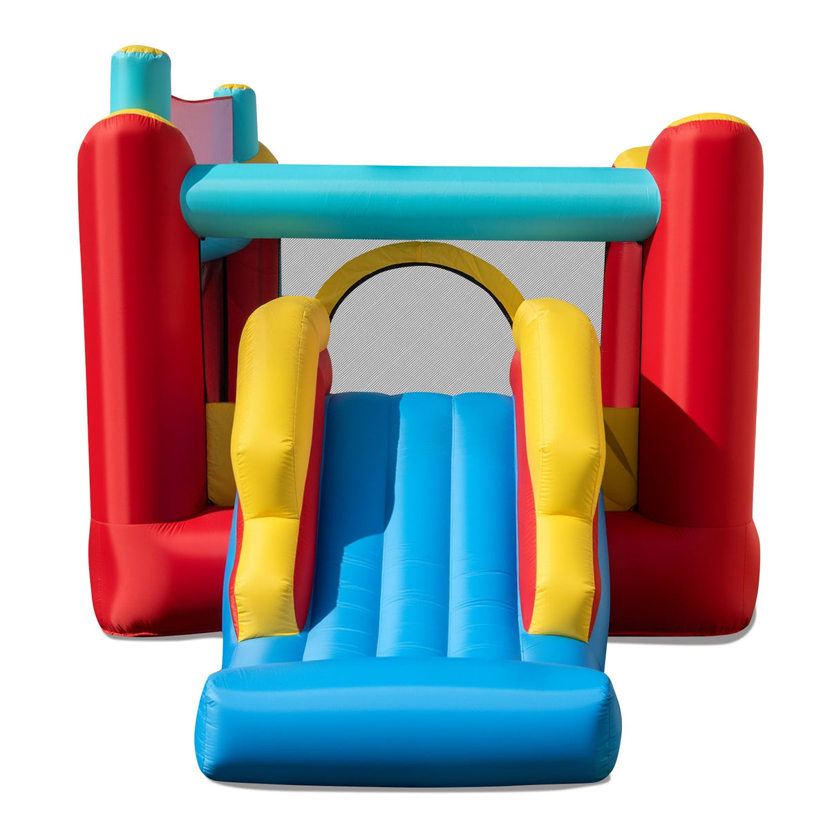Casa inflable saltarina de helados 5 en 1 con piscina de bolas y tobogán con soplador de 520W