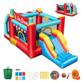 Casa inflable saltarina de helados 5 en 1 con piscina de bolas y tobogán con soplador de 520W