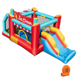 Casa inflable saltarina de helados 5 en 1 con piscina de bolas y tobogán con soplador de 520W