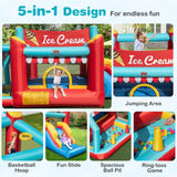 Casa inflable saltarina de helados 5 en 1 con piscina de bolas y tobogán con soplador de 520W