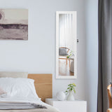 Armario para joyas con espejo, montado en la pared, con cerradura y luz LED