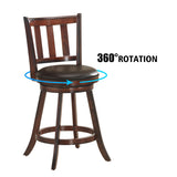 Juego de 2 Taburetes de Bar de Madera Giratorios 360 Grados a la Altura de la Encimera con Asiento Acolchado