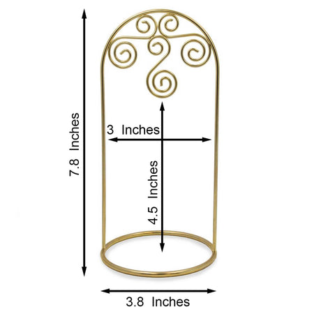 Gold Tone Metal Swirl Arch Ornament Stand Display 7.75 Inches