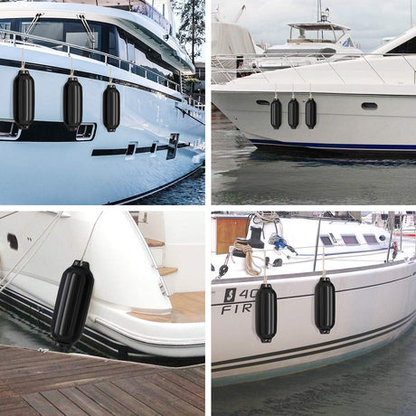 4 guardabarros de vinilo acanalados marinos para barco de 8.5" x 27"
