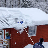 Rastrillo de Nieve Ajustable de 21 Pies de Aluminio para Techo con Ruedas y Lona Oxford