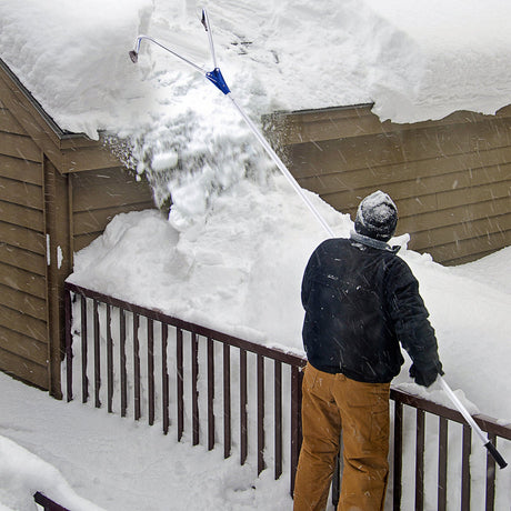 Rastrillo de Nieve Ajustable de 21 Pies de Aluminio para Techo con Ruedas y Lona Oxford