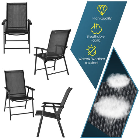Sillas plegables de patio (paquete de 4) portátiles para acampar al aire libre