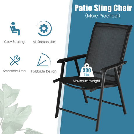 Sillas plegables de patio (paquete de 4) portátiles para acampar al aire libre