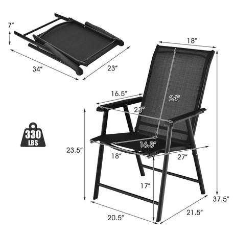 Sillas plegables de patio (paquete de 4) portátiles para acampar al aire libre