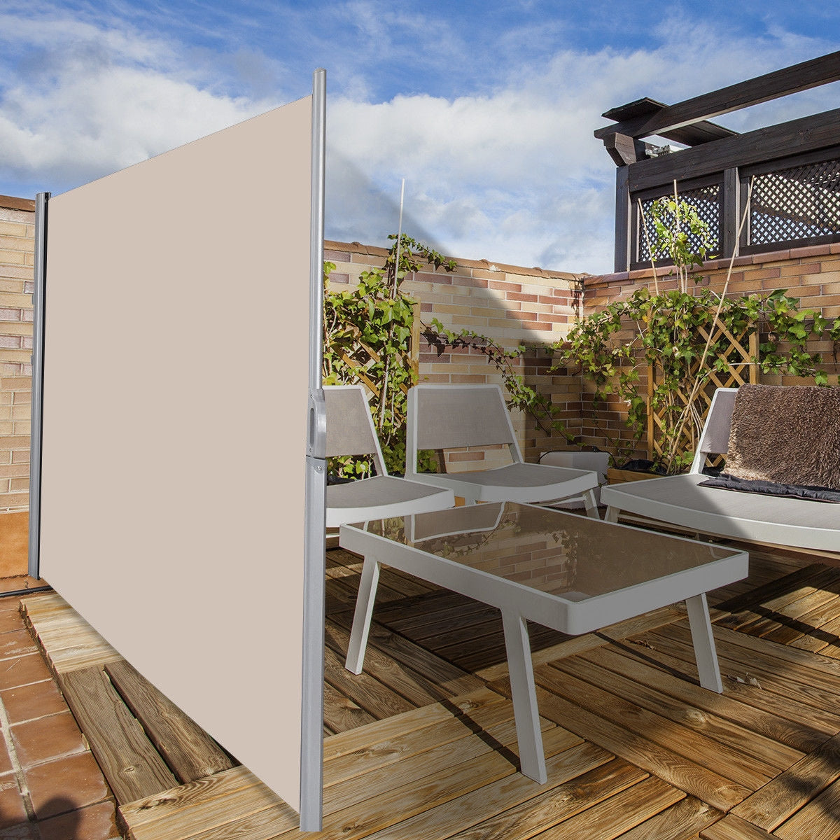 Toldo retráctil plegable de 118.5 x 71 pulgadas para patio
