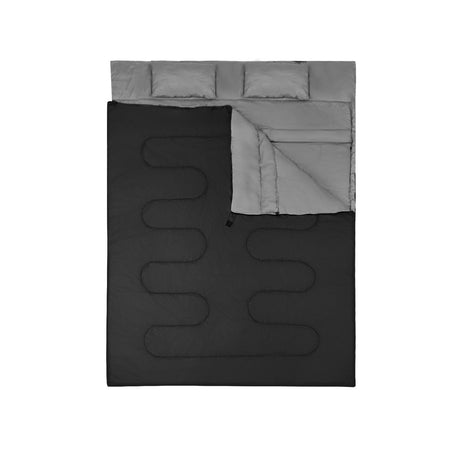 Saco de dormir impermeable para 2 personas con 2 almohadas - Negro