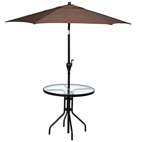 Mesa de exterior redonda de 32 pulgadas con tapa de cristal templado y agujero para sombrilla