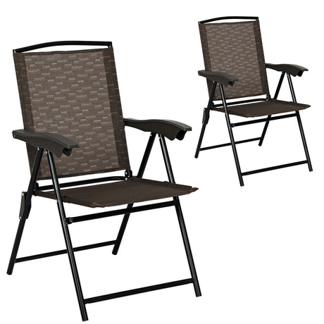 2 sillas reclinables plegables con reposabrazos lisos y respaldo ajustable para patio