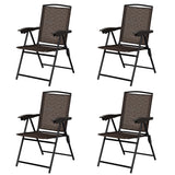 Sillas de Comedor Plegables de 4 Piezas con Reposabrazos Lisos y Respaldo de Textilene