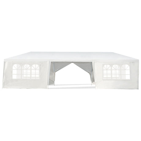 Carpa Cenador Exterior de 10 x 30 Pies con 6 Paredes Laterales Extraíbles y 2 Entradas - Blanca