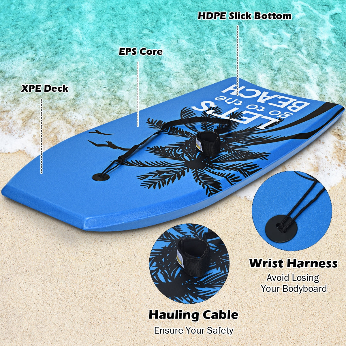 Tabla de surf ultraligera con correa y núcleo de EPS para bodyboard