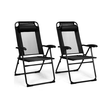 2 sillas reclinables plegables ajustables para patio con respaldo regulable en 7 niveles