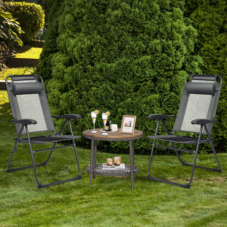 2 sillas reclinables plegables ajustables para patio con respaldo regulable en 7 niveles