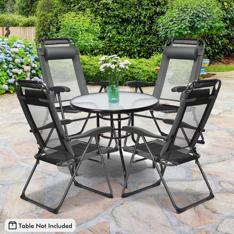2 sillas reclinables plegables ajustables para patio con respaldo regulable en 7 niveles