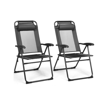 2 sillas reclinables plegables ajustables para patio con respaldo regulable en 7 niveles
