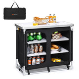 Mesa de cocina para acampar al aire libre con organizador de almacenamiento