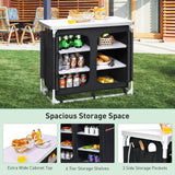 Mesa de cocina para acampar al aire libre con organizador de almacenamiento
