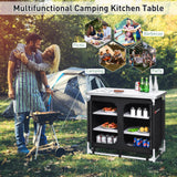 Mesa de cocina para acampar al aire libre con organizador de almacenamiento
