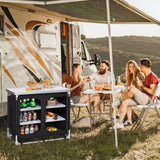 Mesa de cocina para acampar al aire libre con organizador de almacenamiento