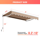 Toldo retráctil para patio de 8 x 6.6 pies con manivela manual