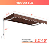Toldo retráctil para patio de 8 x 6.6 pies con manivela manual