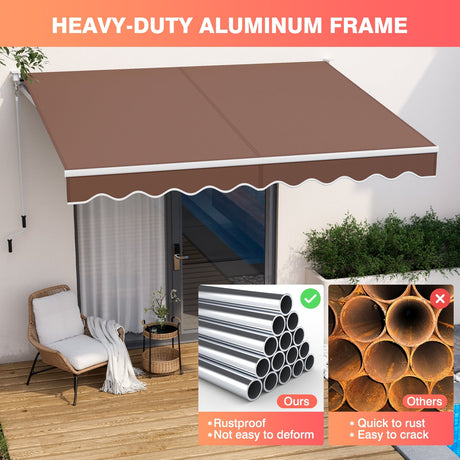 Toldo retráctil de 10 x 8.2 pies con manivela manual de fácil apertura