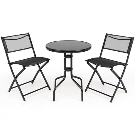 Juego de mesa y sillas plegables tipo bistró de 3 piezas para interiores y exteriores