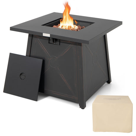 Mesa de fuego cuadrada de propano de 30 pulgadas con cubierta impermeable