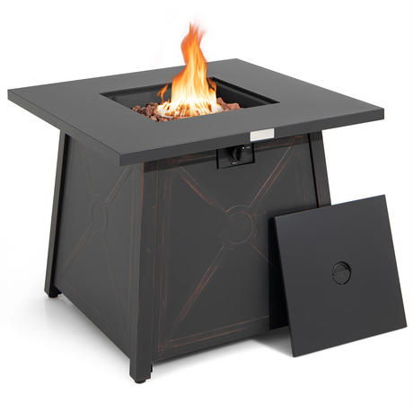 Mesa de fuego cuadrada de propano de 30 pulgadas con cubierta impermeable