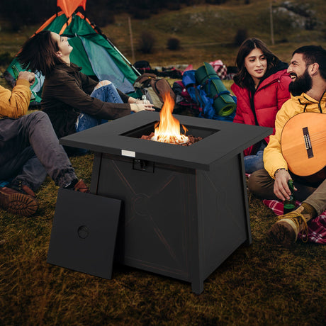 Mesa de fuego cuadrada de propano de 30 pulgadas con cubierta impermeable