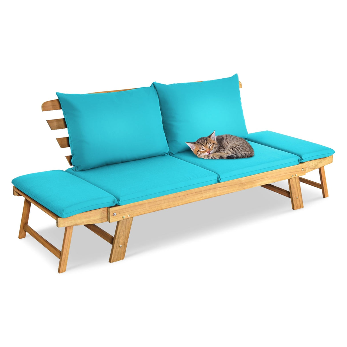 Sofá cama convertible para patio con cojín grueso