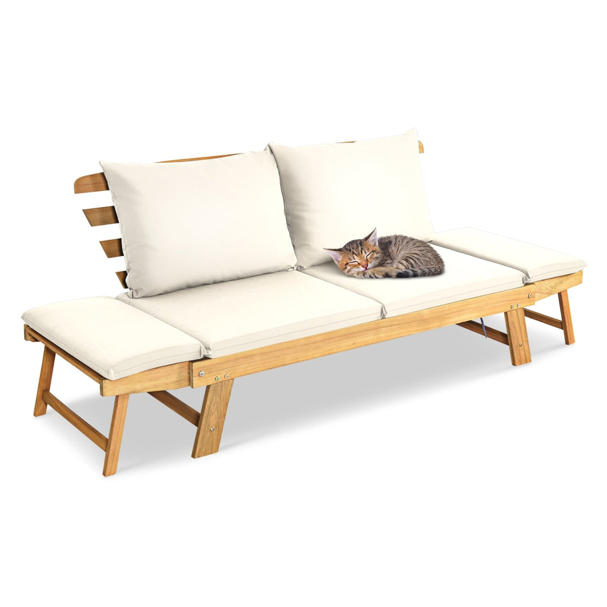 Sofá cama convertible para patio con cojín grueso