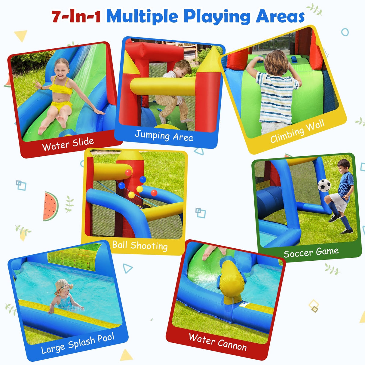 Piscina inflable con tobogán acuático para escalar y soplador incluidos