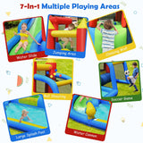 Piscina inflable con tobogán acuático para escalar y soplador incluidos